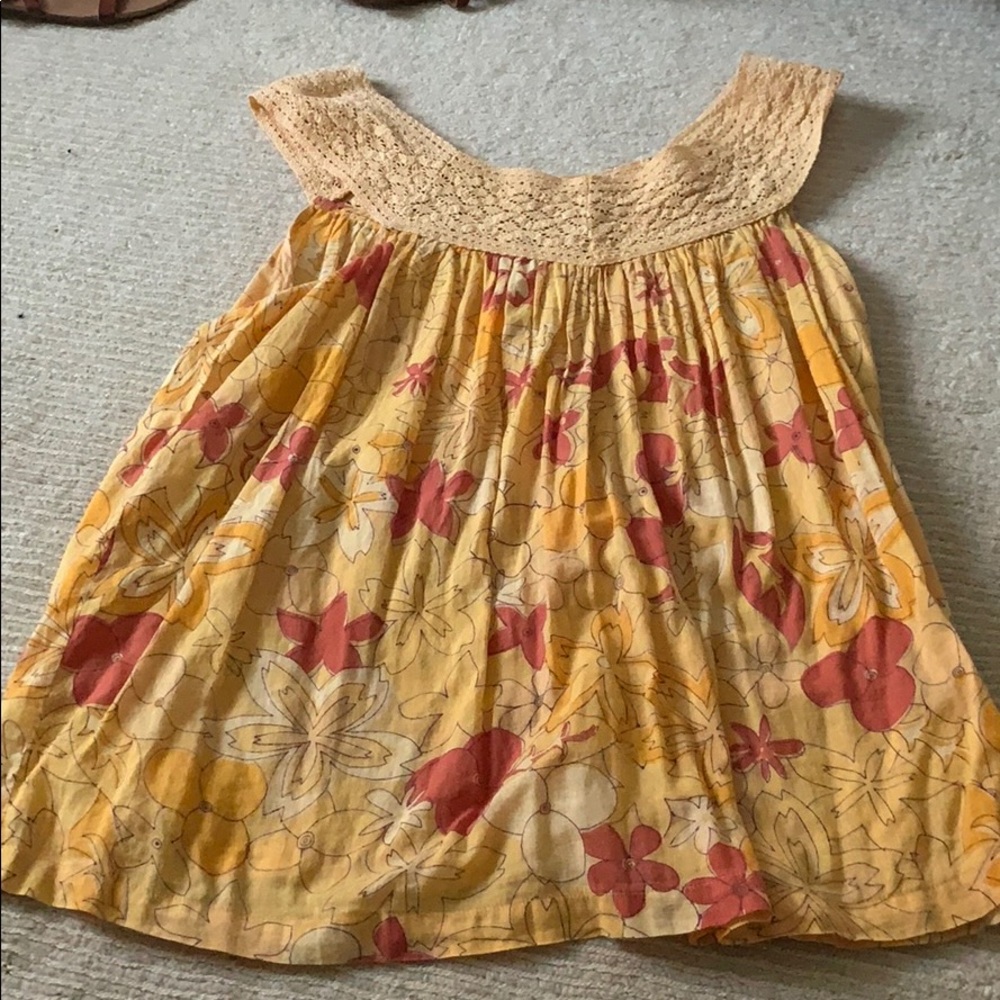 Yellow floral tank top